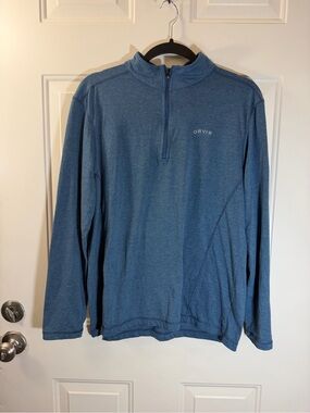Orvis Quarter Zip Pullover Size Medium Blue Performance 0557